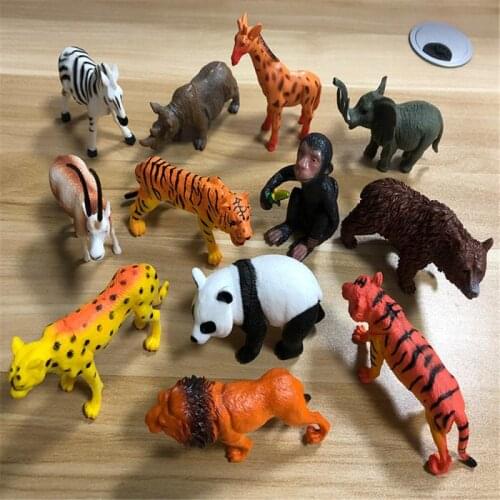 53pc Childrens Toy Puzzle Simulation Animal World Fence Tree Set Plastic Wild Animal Model Childrens Toys Educational Animals