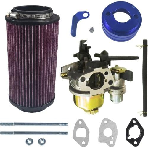 62mm Air Filter 7080595 CNC Adapter 168 Carburetor 212cc Go Kart blue