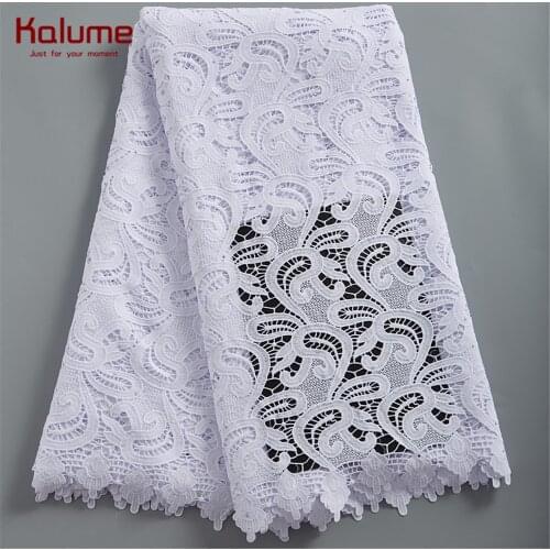 Kalume African Net Cord Lace Fabric Tissue High Quality Stones Nigerian French Diy Knitting Cord Fabric For Women Dress H2413