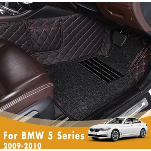 RHD Car Floor Mats For BMW 5 Series 2010 2009 Double Layer Wire Loop Foot Pads Custom Carpet Car Accessories Interior Decoration