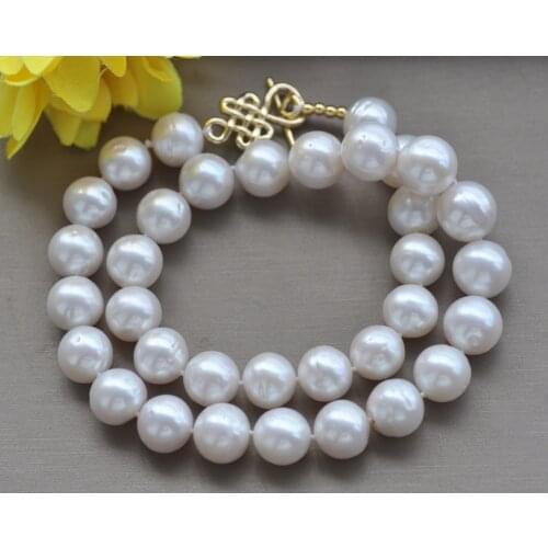 Z10785 17"~33" 13mm White Round Freshwater Pearl Necklace