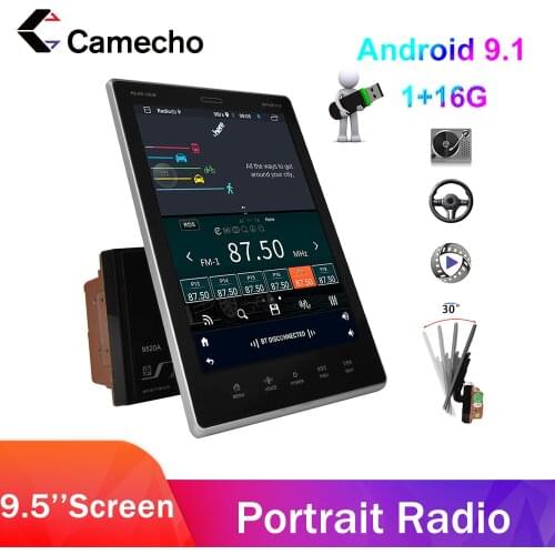 Camecho Android9.1 2Din Stereo Radio 9.5''Vertical Screen HD 1080P Car MP5 Player With Bluetooth WIFI GPS FM Support Rear Camera