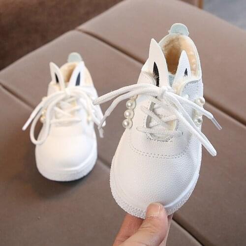 Kids Shoes Autumn Princess Shoes For Girls Lovely Rabbit Ears Baby Toddler Winter Shoes Childrens Casual Sneakers For Girl New