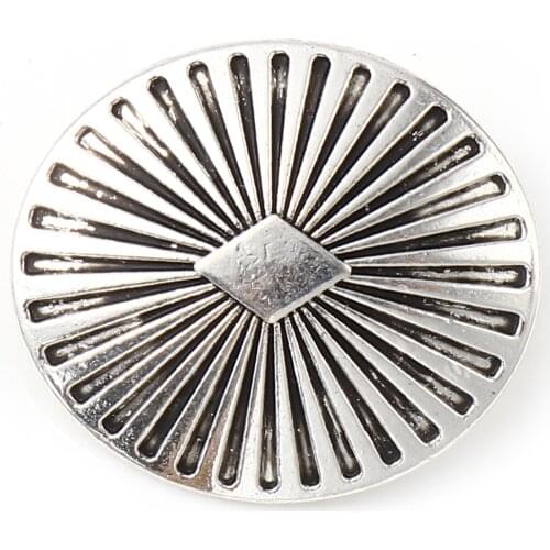 DoreenBeads Zinc Based Alloy Metal Sewing Shank Buttons Oval Antique Silver Color Carved Pattern Carved 25mm x 22mm, 30 PCs