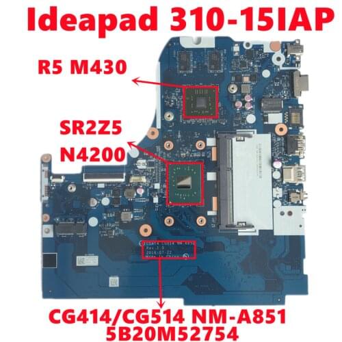 FRU:5B20M52754 For Lenovo Ideapad 310-15IAP Laptop Motherboard CG414/CG514 NM-A851 Mainboard With N4200 216-0867071 Fully Tested
