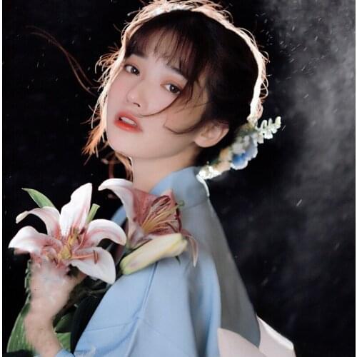 WYJN Goddess Girl Simple Aesthetic Japanese Kimono Style Sakura Hanfu Super Fairy Photography Stage Performance Costume Cosplay