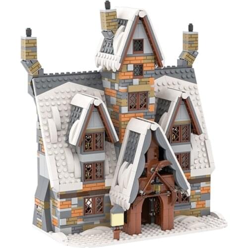 MOC Magic Movie Building Series Winter Village Quiditch Castle Train Station Building Blocks Modular Construction Block Model
