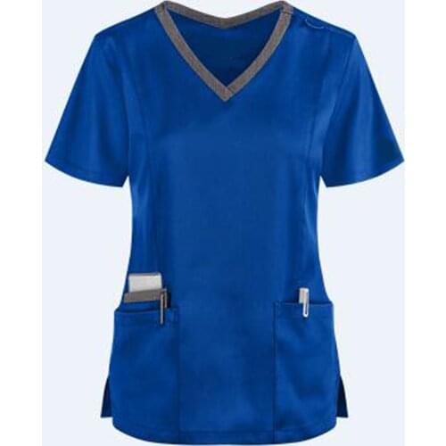 Summer Nurse Uniform Female Form Scrub Top Health And Beauty Care Short Sleeves Nursing Work Clothing Healthcare Tunic 2021