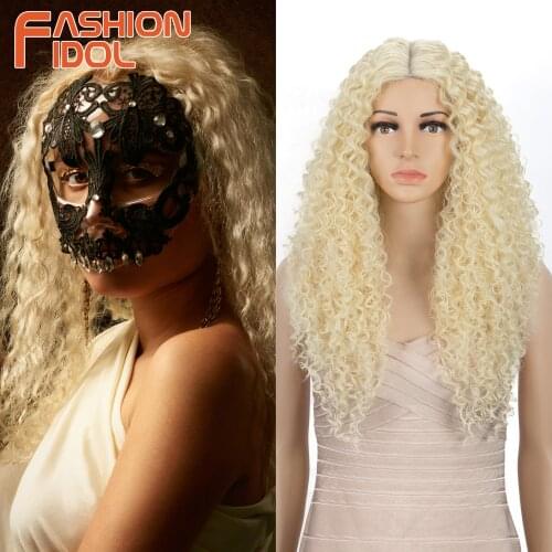 Blonde Lolita Lace Wigs Middle Part Cosplay Long Curly Hair 26 Inches Anime Synthetic 613 Lace Wig For White Women FASHION IDOL