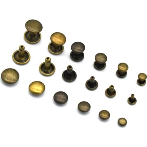 Copper Antique Rivets Multi-size Double Round Head Rivets Double Cap Leather Rivets Fast Rivets DIY Leather Craft Accessories