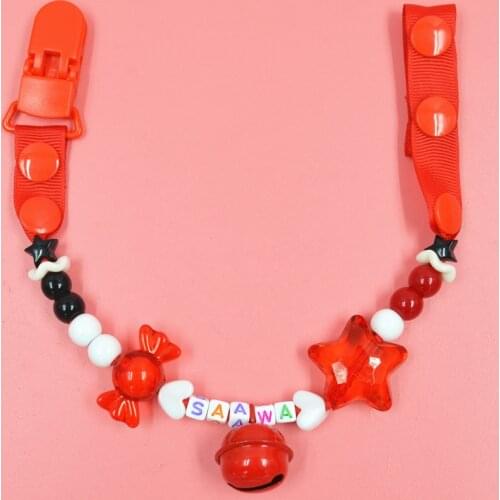 Cute Baby Pacifier Candy Mushroom Pattern Clips Baby Anti-drop Chain with a Bell Nipple Clips Dummy Holders for Newborn