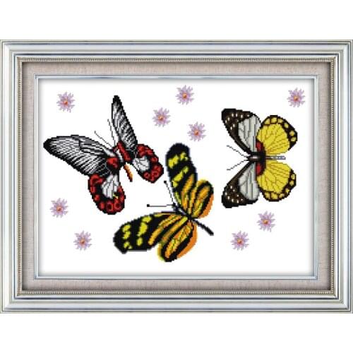 Beautiful butterfly DMC flying animal cross stitch kit 14ct white 11ct embroidery DIY handmade needlework decoration hanging