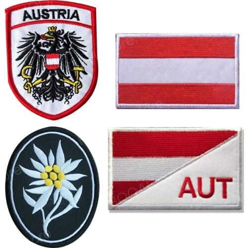 Austria Flag patch Embroidered Stripe Patches For Clothes Decor High Quality Eagle Flag Tactical Military Army Stripe Applique