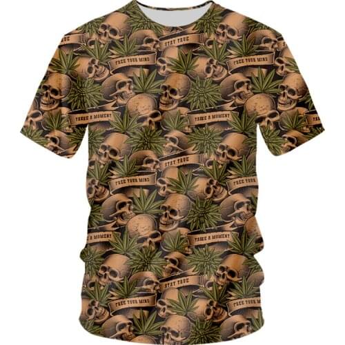 IFPD New T-shirt Skull Weed 3d Print Fashion Gothic Horror Streetwear Cool Summer Quick-dry Oversized 6XL Short-sleeved Clothes