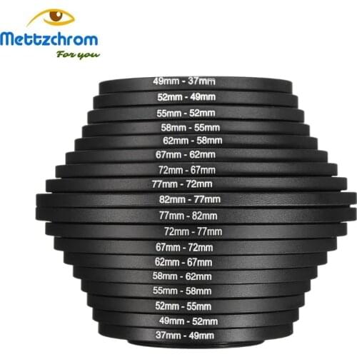 Mettzchrom 1 set 18-in-1 18pcs Step Up Down Lens Filter Ring Adapter Set 37 - 82mm For lens