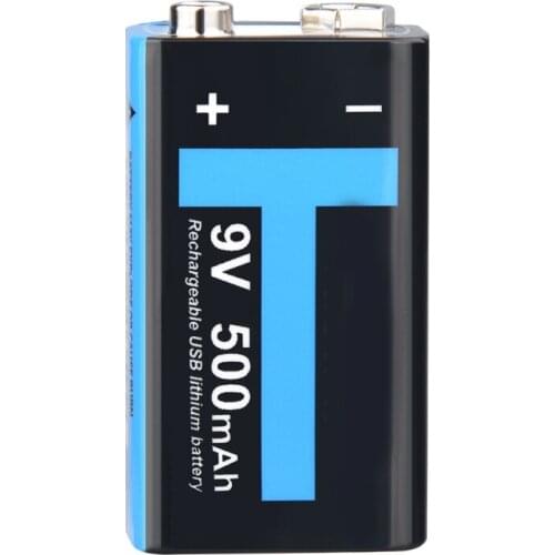 9 Volt Rechargeable Lithium Batteries with Micro USB Plug Universal 500mAh Li-ion Cell Used for Intercom Microphone