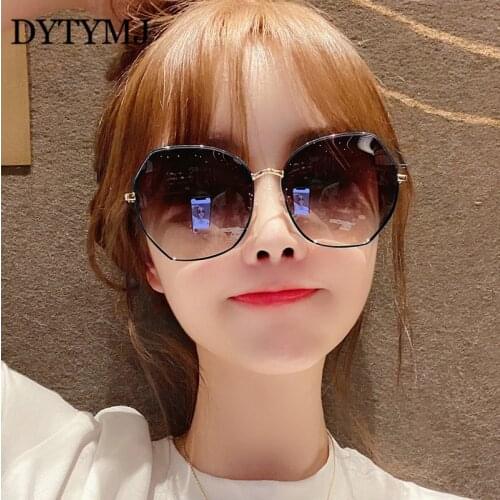 DYTYMJ Polarized Sunglasses Women Fashion Polygonal Oversized Sun Glasses Women Metal Frame Gradient Sunglasses Vintage Shades