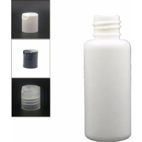 30ml empty Plastic Bottles, white PE bottle with black/transparent/white disc-top cap X 10