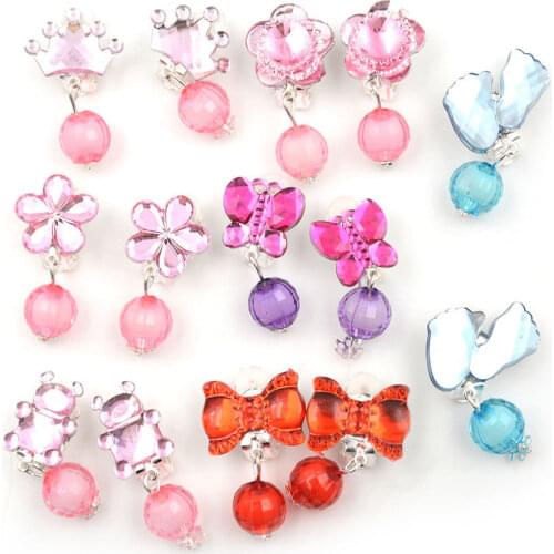 7Pairs Mix In Box Lovely Childrens Baby Girl Clip on Earrings kids Ear Clip no Pierced Party Cute Jewelry Gifts