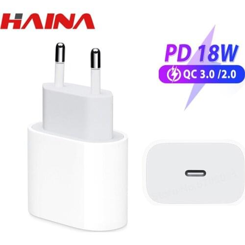 18W PD fast charger USB C Type C Quick Charge Adapter For iPhone 12 11 Pro XR Xs Charging EU US Plug Travel Wall Charger Power