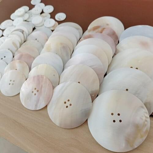 5pcs 30/40/50/60/70mm Natural White MOP Freshwater Shell Wafer Polishing Button Fashion Dress DIY Round Coat Clothes Accessories