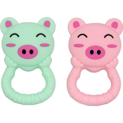 Silicone Piggy Teether Cute Animal Teething Toy BPA Free Food Grade Silicone Chewable Bite Oral Motor Nursing Gift