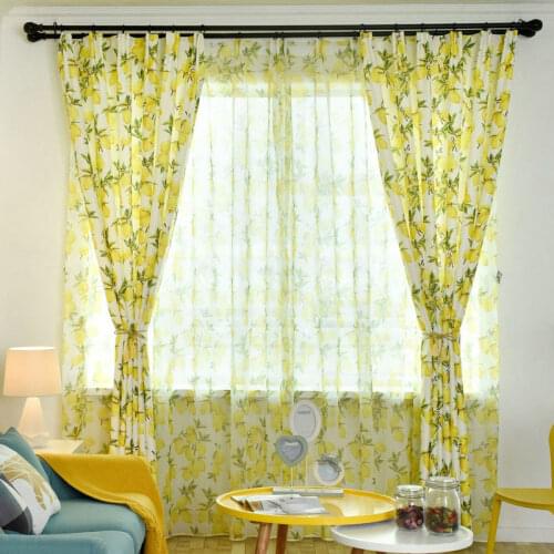 Nordic Style Yellow Lemon Printed Finished Curtains for Children Living Room Bedroom Pastoral Window Drapes Translucidus Sheers