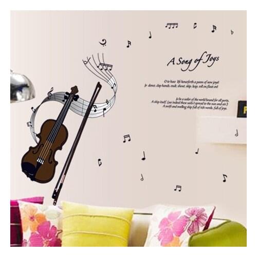 Violin Notes Wall Stickers Training Room Playing Piano Decoration Wall Art Sticker Decorative Music Classroom Mural