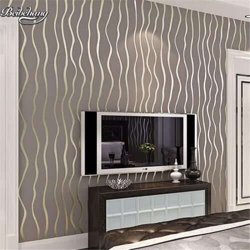 Beibehang Modern simple non - woven line striped wallpaper waist wave pattern TV backdrop bedroom bedroom living room decoration