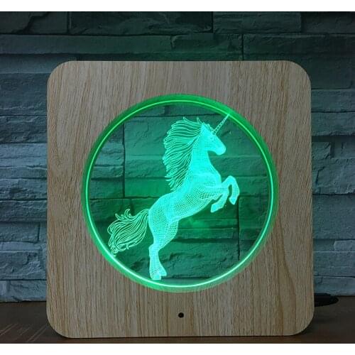 Unicorn Horse 3D LED Plastic Night Light DIY Customized Lamp Table Lamp Kids Colors Gift Home Decor DropShipping 1958