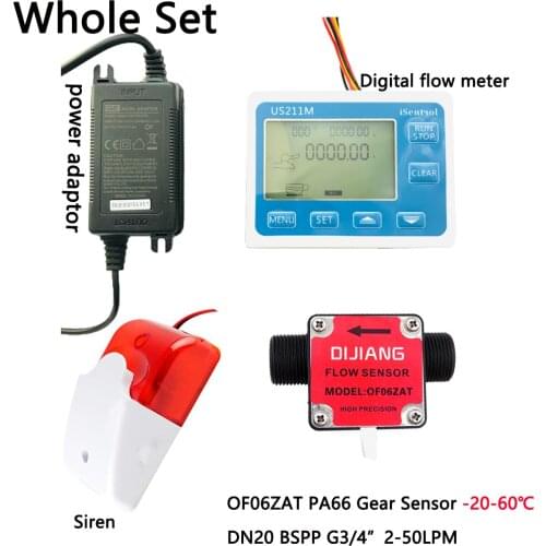 US211MA Pipe Oil Suspend Alarming System PA66 Gear Flow Sensor OF06ZAT for Lubricant Milk Turbine Flowmeter G3/4" BSPP iSentrol