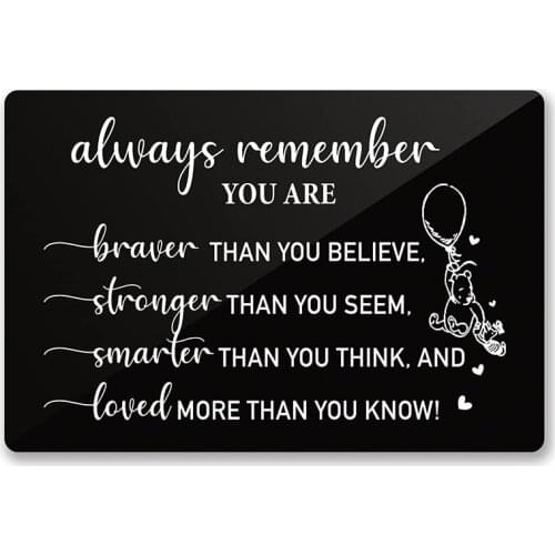 Inspirational Quote Always Remember You are Braver Than You Think Engraved Metal Wallet Card Inserts,Motivational Christmas Gift