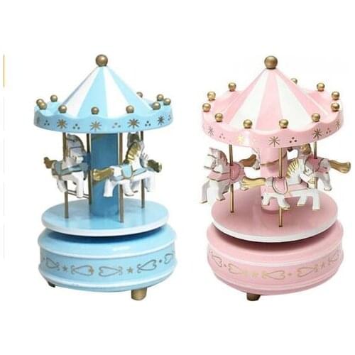 Merry-Go-Round Wooden Music Box Toy Child Baby Game Home Decor Carousel horse Music Box Christmas Wedding Birthday Gift New