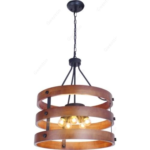 Vintage Wooden Pendant Light for Dining Room Bar Bedroom Hanging Lamp Home Decor Led Lighting Fixtures Loft Industrial Luminaire