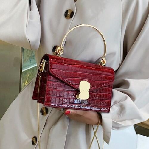 Stone Pattern PU Leather Crossbody Bags For Women 2021 Mini Shoulder Bag With Metal Handle Lady Travel Handbags Totes