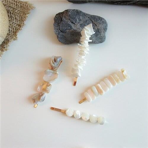 Natural Pearl Hairpin for Women Korea Vintage Side Hair Clips