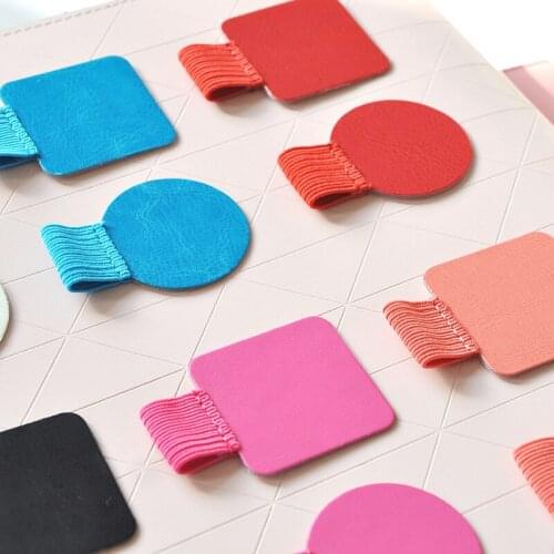 1pc Stationery Self Adhesive PU Leather Stationery Rubber Elastic Loop Stationery Document w48 Container School Cute Clip