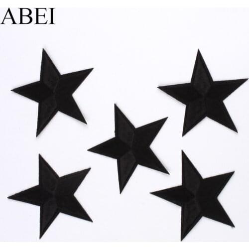 10pcs Embroidered Black Star Patch DIY Punk Rock Stickers Iron On Sew On Appliques DIY Garments Backpack Jeans Coats Badge