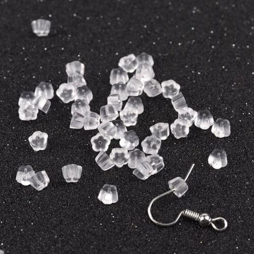100pcs Flower Rubber Earring Back Silicone Ear Plug Blocked Caps Earrings Back Stoppers For DIY Parts Jewelry Findings Making