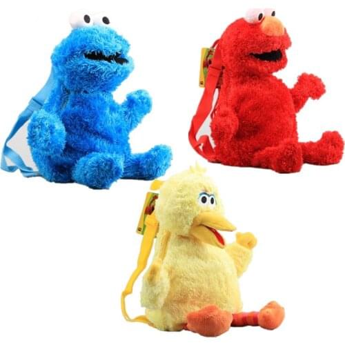 3 Styles 45CM Sesame Street Plush Backpack Cute Cotton Elmo Plush Cartoon Doll Cookie Monster Bag For Kids Birthday Gifts
