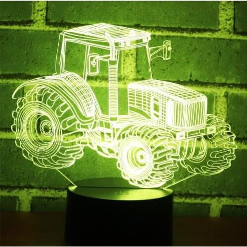 3D LED Night Light Dynamic Tractor Car with 7 Colors Light for Home Decoration Lamp Amazing Visualization Optical Illusion