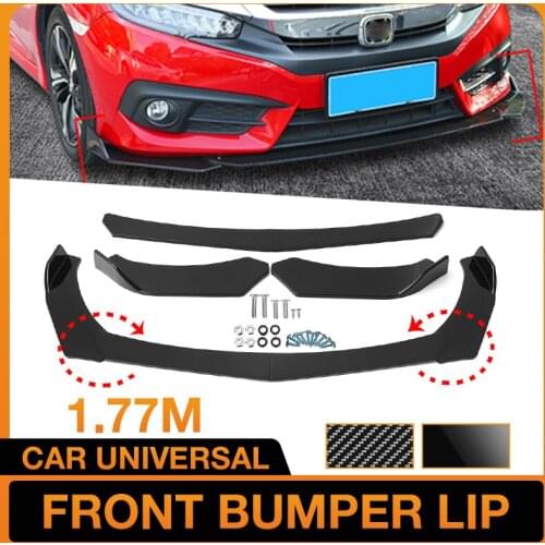 4PCS Universal Adjustable Car Front Bumper Lip Body Splitter Spoiler Kits Black ABS Diffuser Protector For BMW For Honda Civi