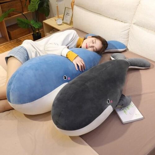 50-120cm Giant Size Whale Plush Toys Soft Cartoon Sleeping Pillow Cute Stuffed Sea Animal Blue Whale Toy for Children Kid