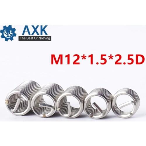 50pcs M12*1.5*2.5D Wire Thread Insert A2 Stainless Steel Wire Screw Sleeve M12 Screw Bushing Helicoil Wire Thread Repair Inserts