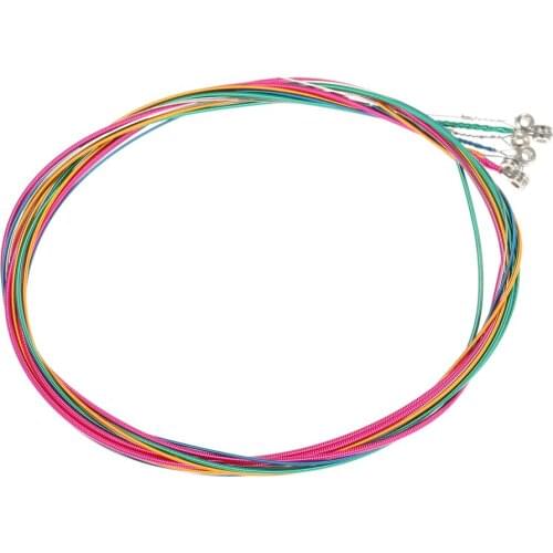 6pcs/Set Rainbow Colors Colorful Acoustic Guitar Strings Musical Instruments Replacement Steel Chord Wire guitar accessories