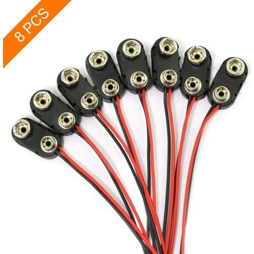 8 Pcs 9 V Battery Power Cable Clip Connector I-Type 9 Volt Battery Clip 9V Battery Buckle Connector Hard Buckle Plastic Housing