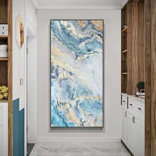 Home Entrance Decorative Painting Modern Minimalist Corridor Aisle Golden Ocean Abstract Paintings Living Room Prints