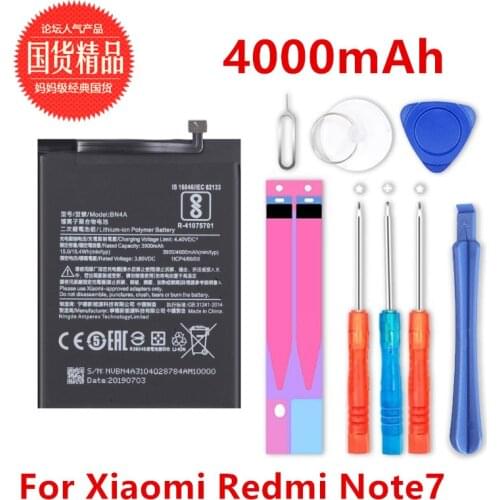 High capacity BN4A 4000mAh Batteries For Xiaomi Redmi Note 7 Battery / Note 7 Pro M1901F7C Mobile Phone Battery