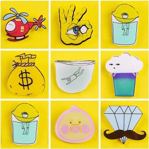 Hippie Unicorn Rainbow Heart Pins Acrylic Badges Brooch lapel Pin For Women Clothes On Backpack Accessories Cute Animals jewelry