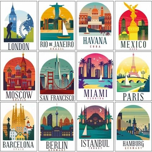 LZAIQIZG 5D Full Square/Round Diamond Painting Famous City Building Cross Stitch Diamond Embroidery Landscape Picture Home Decor